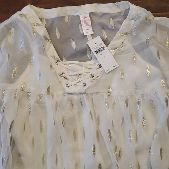 Lace Up Swingy Peasant Top - Picture 2 of 3